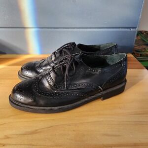 Vintage Chancellors Black‎ Faux Leather Oxfords
